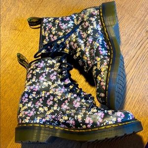 Dr. Martens 8 hole flowered boots